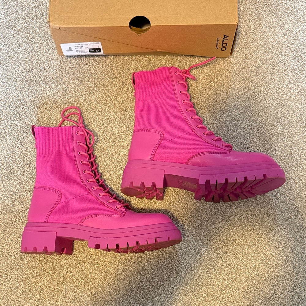 Aldo Women's Reflow Fuchsia Lace-Up Boots - Picture 4 of 10